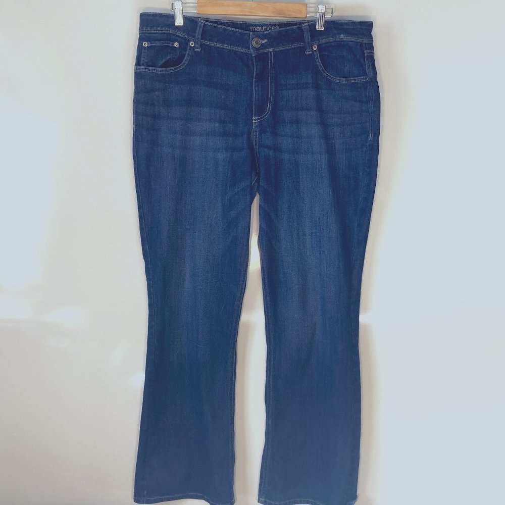 Maurices SZ 18 R Plus Hi rise flare leg  blue denim jean